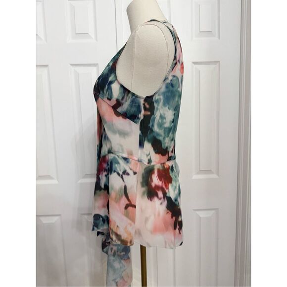Beguile By Byron Lars Silvie Multi Watercolor Print Asymmetric Tunic Blouse Sz 4 - Picture 2 of 4
